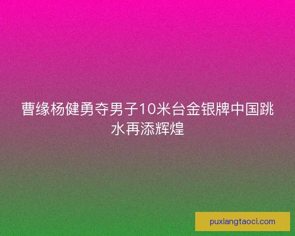 曹缘杨健勇夺男子10米台金银牌中国跳水再添辉煌